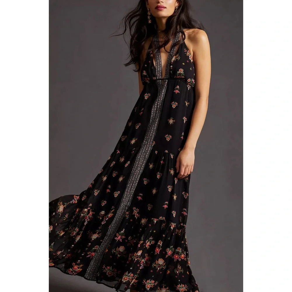 Anthropologie V-Neck Maxi Dress - Picture 3 of 8
